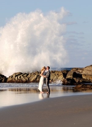 Wedding couple on beach in the Tweed