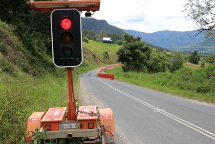 Traffic lights at Limpinwood Road major slip site.JPG