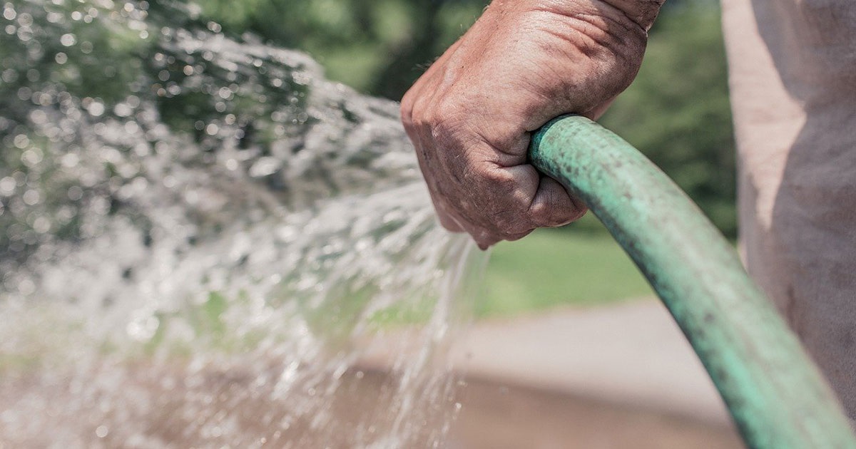 Person watering with hose