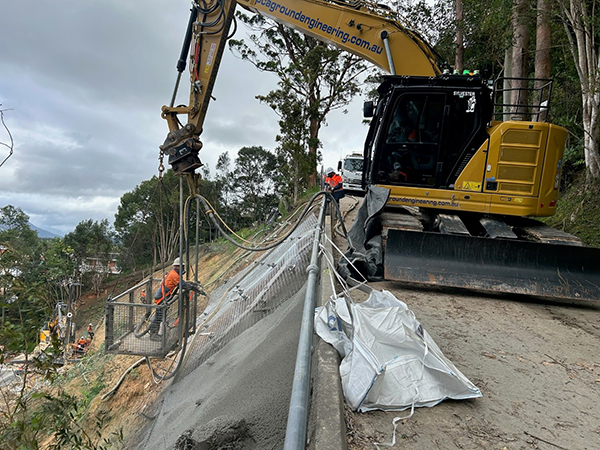 Church Street - contractors spraying shotcrete