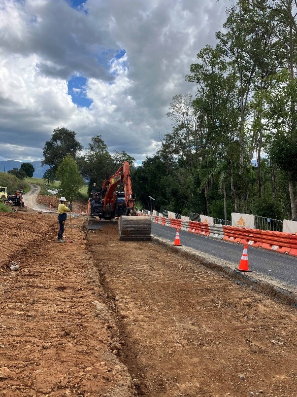 Tyalgum Road - concrete barriers replaced with traffic cones