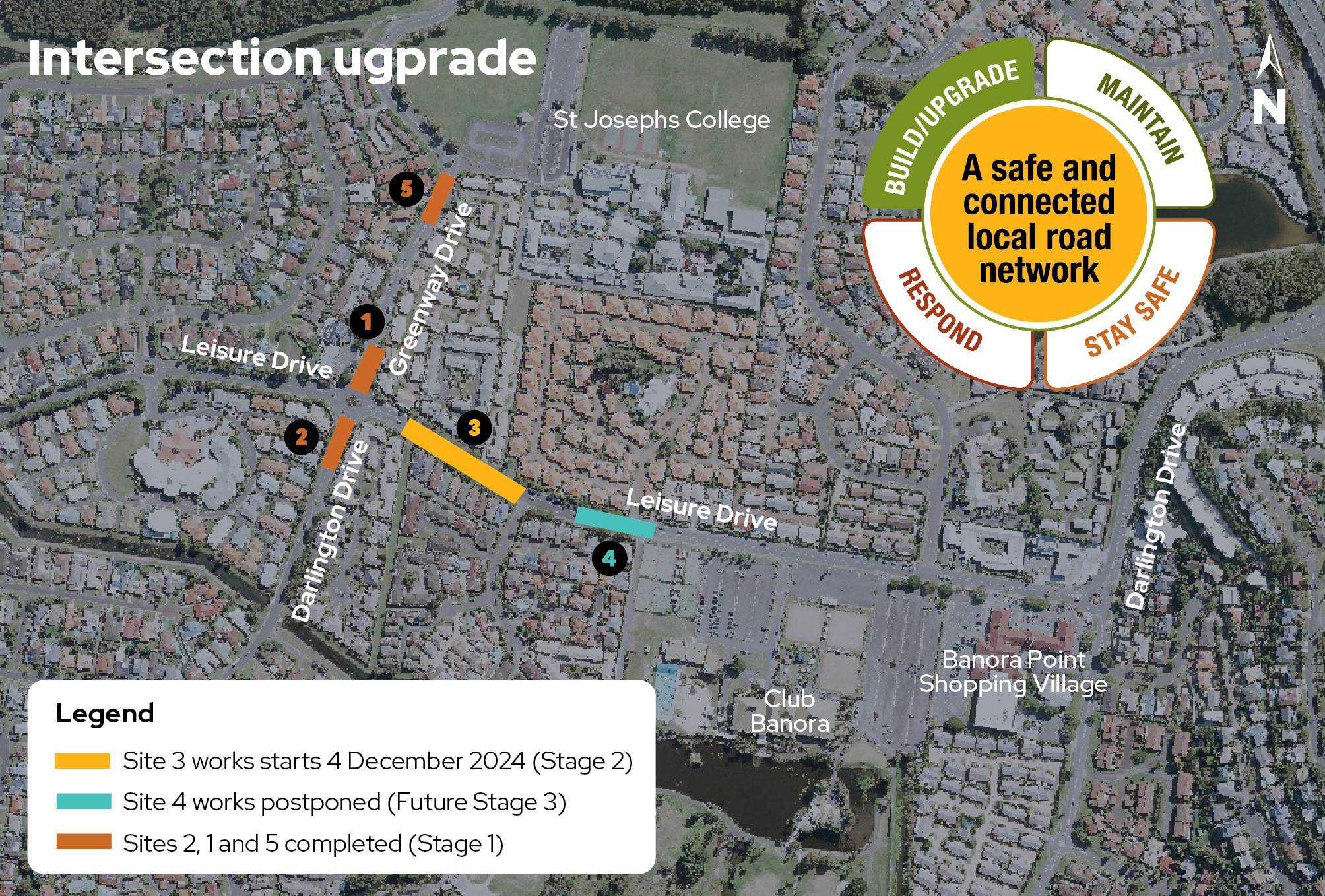 Work zones map: Leisure Drive, Darlington Drive and Greenway Drive intersection upgrade - IRD13
