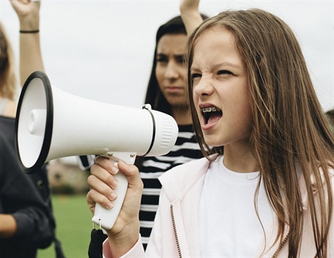 Young girl with megaphone 
