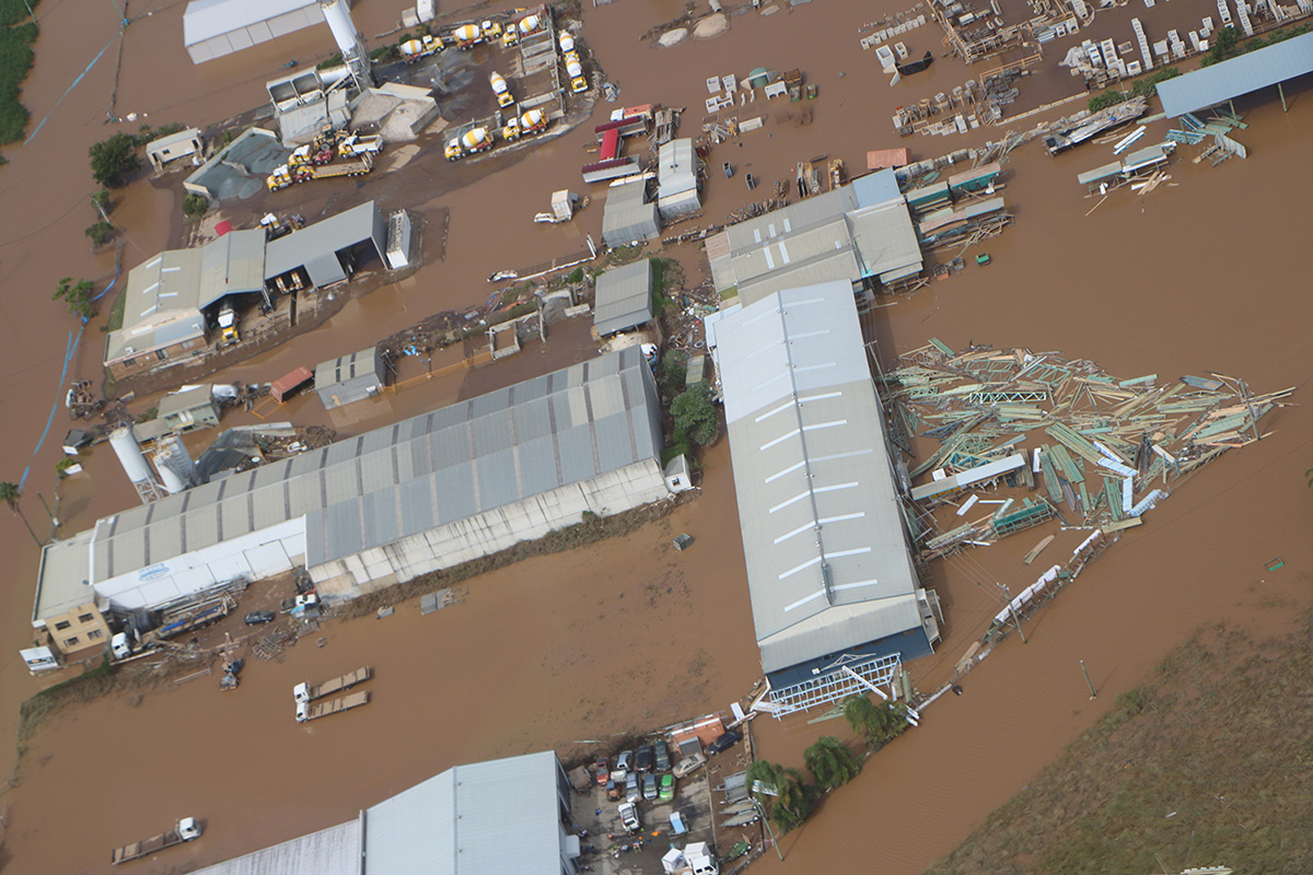 Aerial view of Murwillumbah Industrial Estate – 2017 flood.