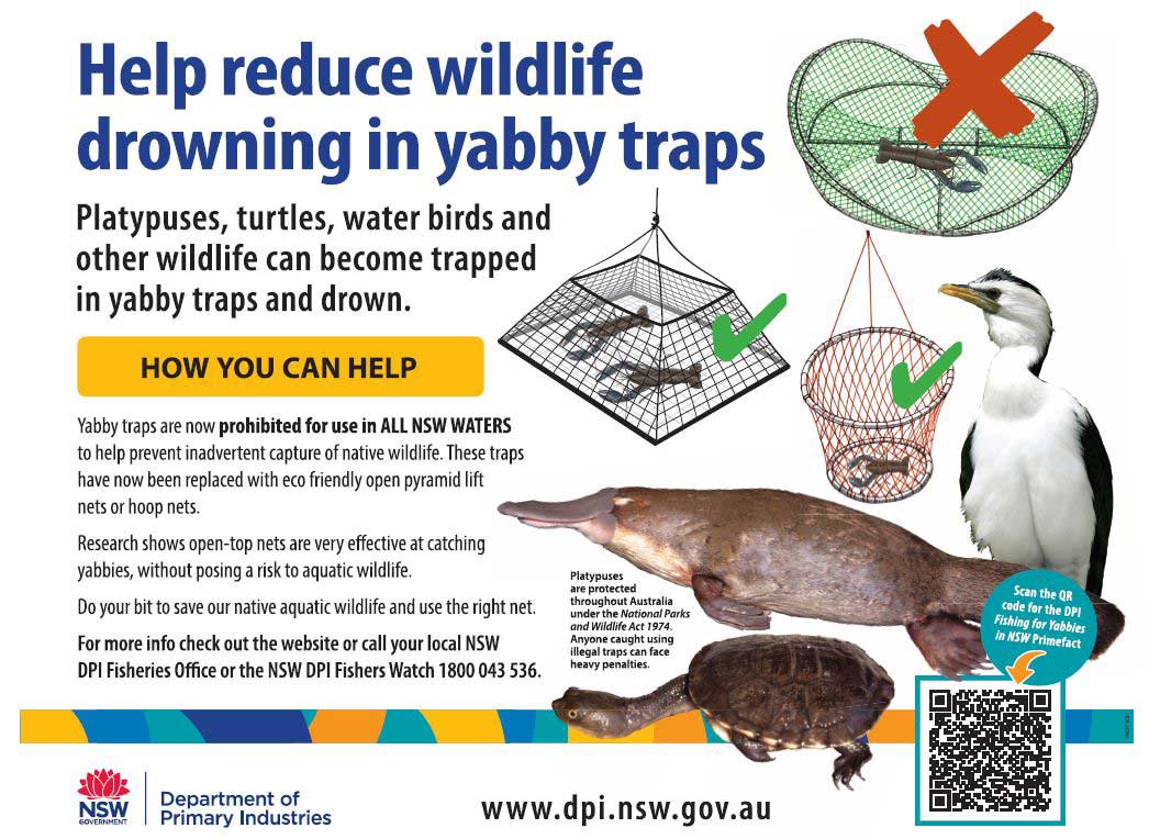 Help reduce wildlife drowning in yabby traps - Department of Primary Industries