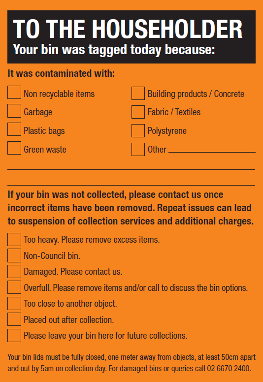 Orange bin sticker