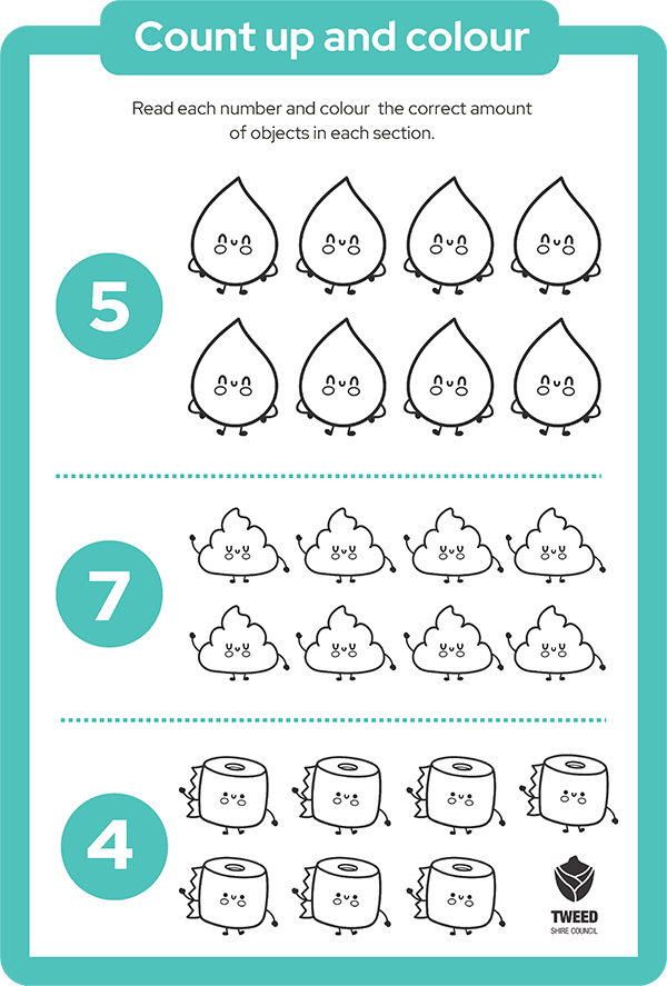 Count up and colour - Only flush the 3Ps